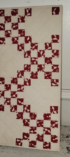 Red and White Postage Stamp Chain Doll Quilt