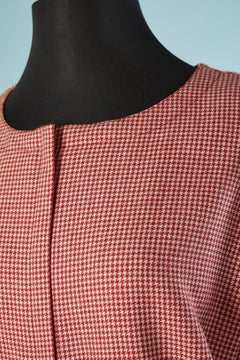 Red and white potfoot pattern wool dress Courrèges Paris