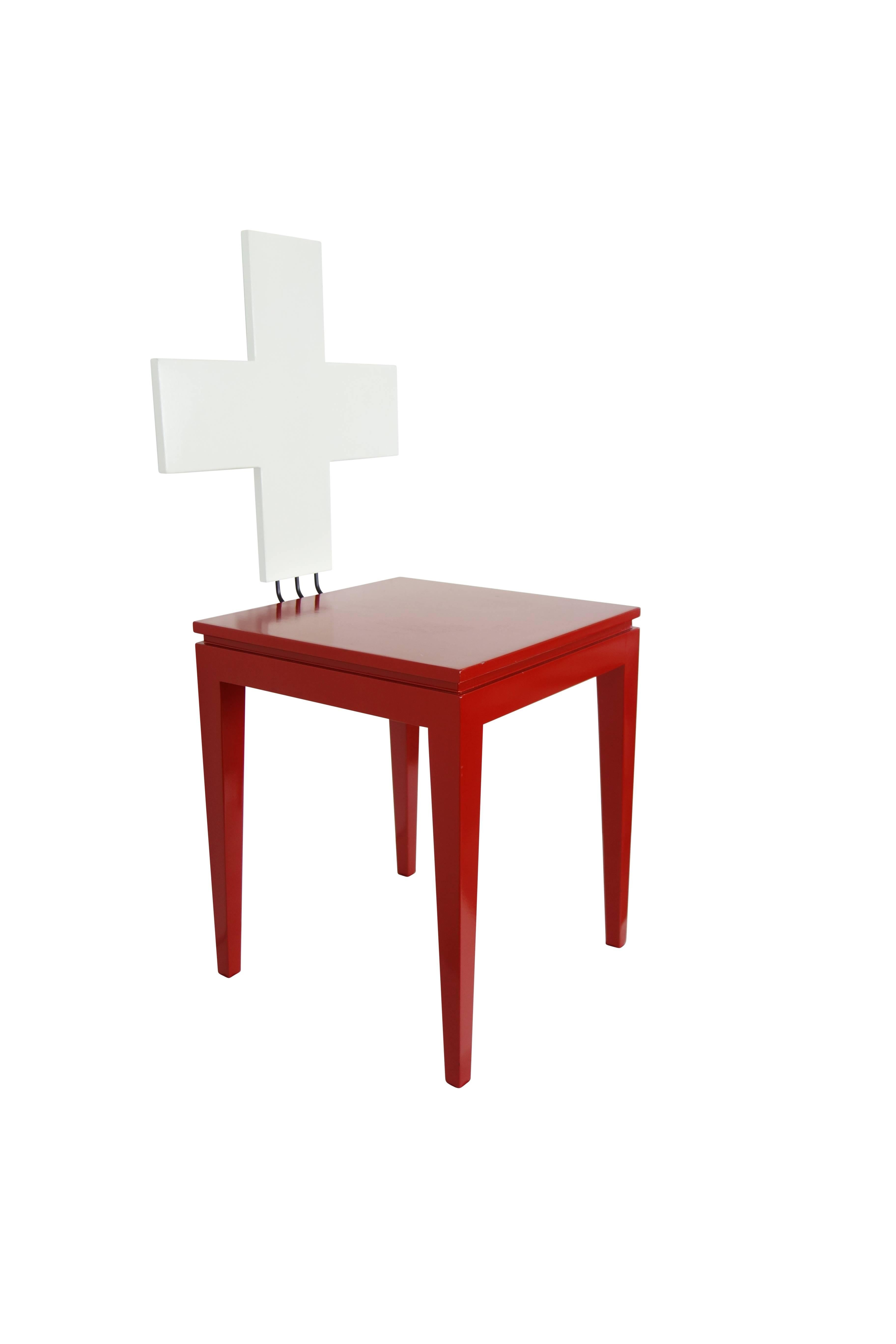 Swiss Red and White “Schwiiz” Chair Designed by Reto Kaufmann For Sale