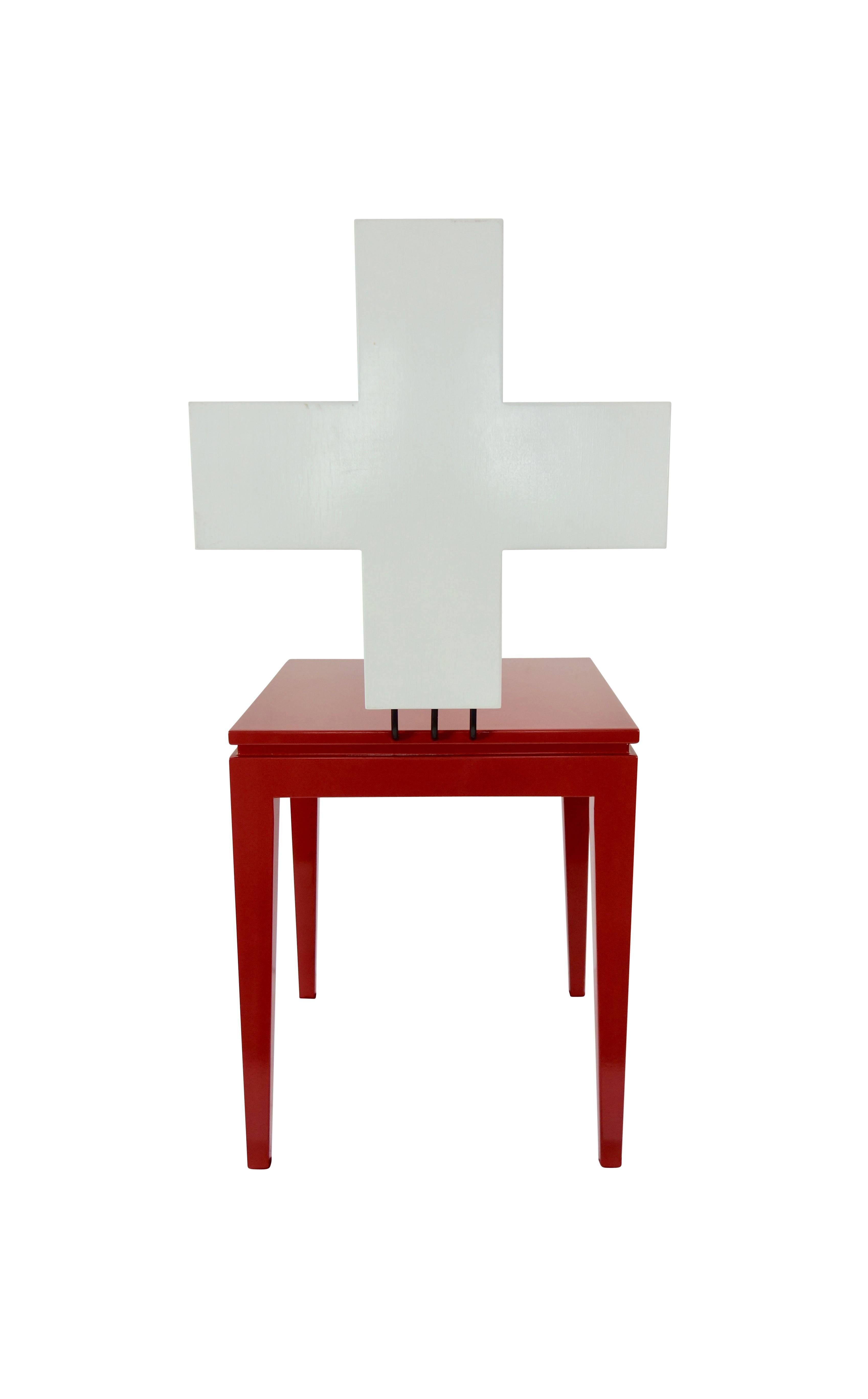 Beech Red and White “Schwiiz” Chair Designed by Reto Kaufmann For Sale