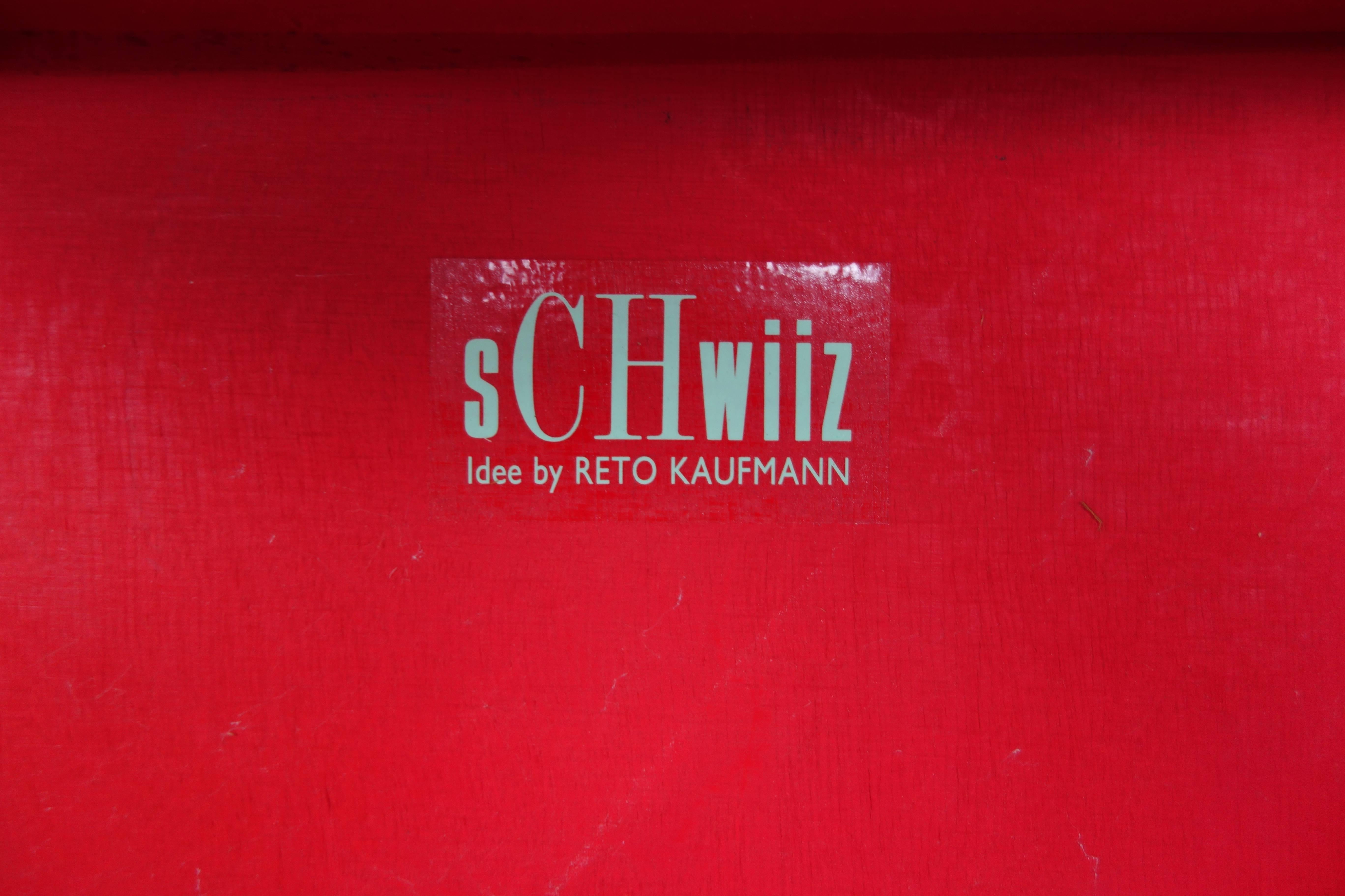 Red and White “Schwiiz” Chair Designed by Reto Kaufmann For Sale 1