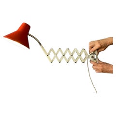 Lampada da parete a forbice Hala Zeist, rosso e bianco, anni '70