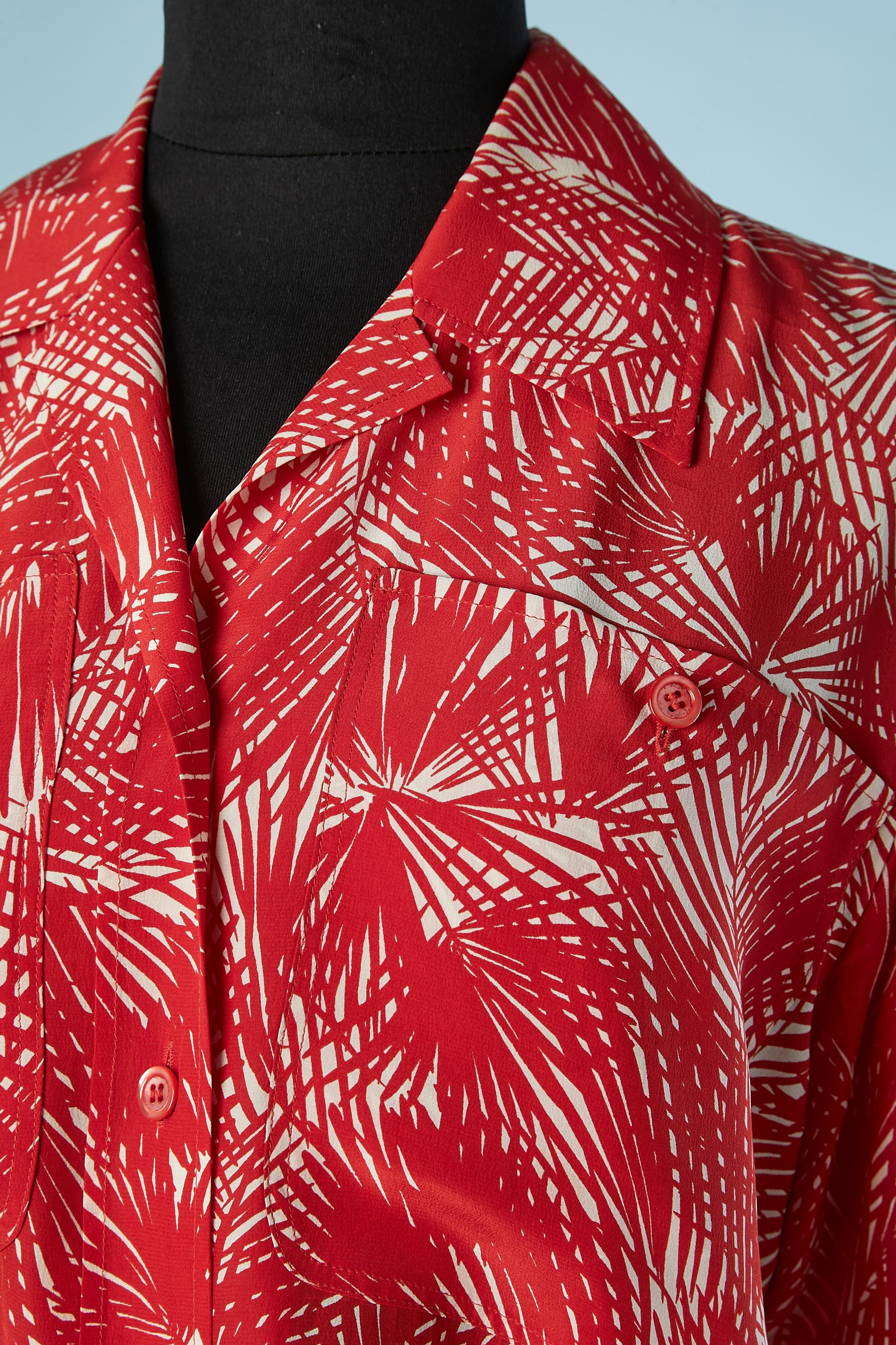 Red and white silk shirt with leaves print. 
SIZE 36 (Fr) but fit M 