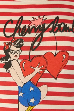 Tee-shirt en coton rayé rouge et blanc "Cherry Bomb" SONIA by SONIA Rykiel