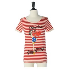 Red and white striped "Cherry Bomb" cotton tee-shirt SONIA by SONIA RYKIEL