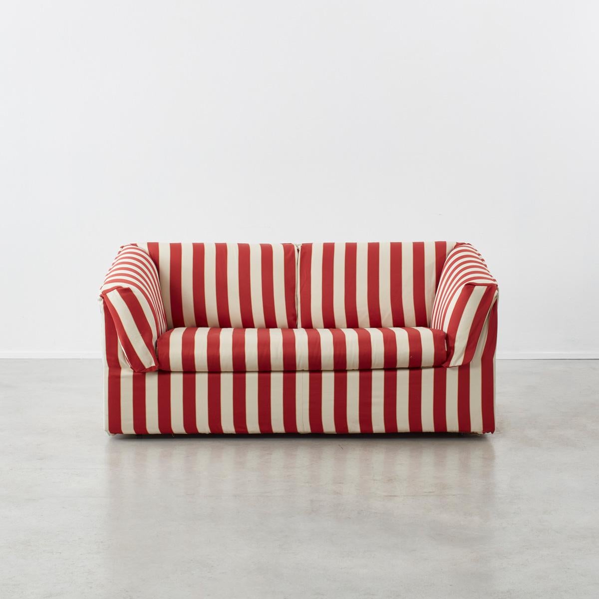 red and white striped couch