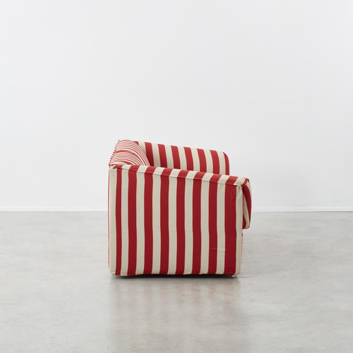 red striped couch