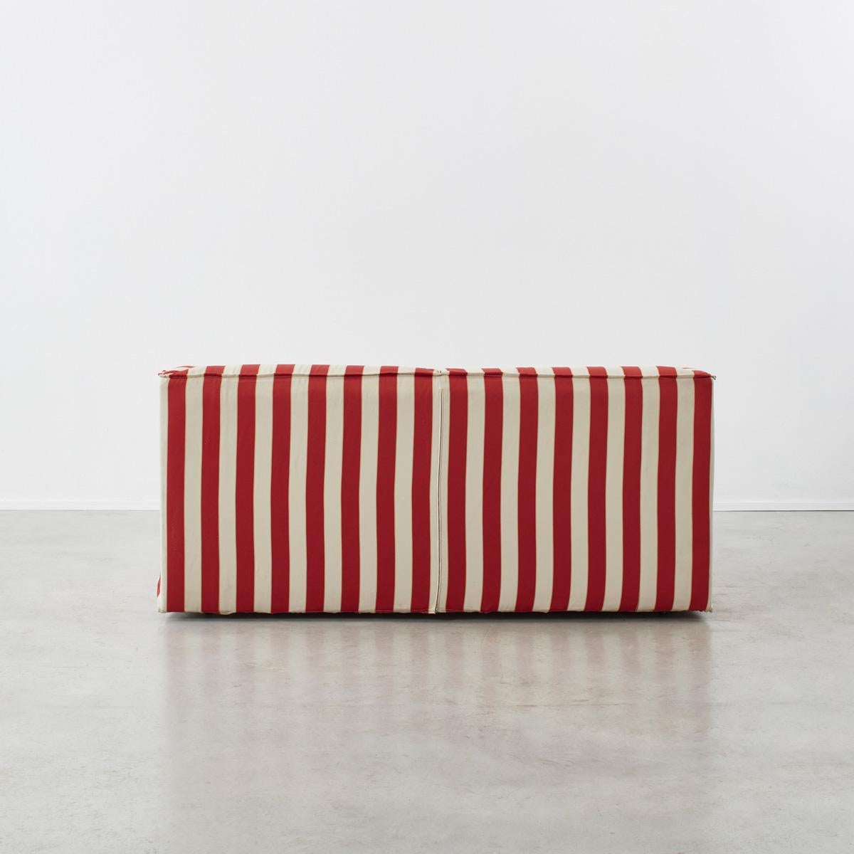 Modern Red and White Striped Sofa, Italy, 1960s