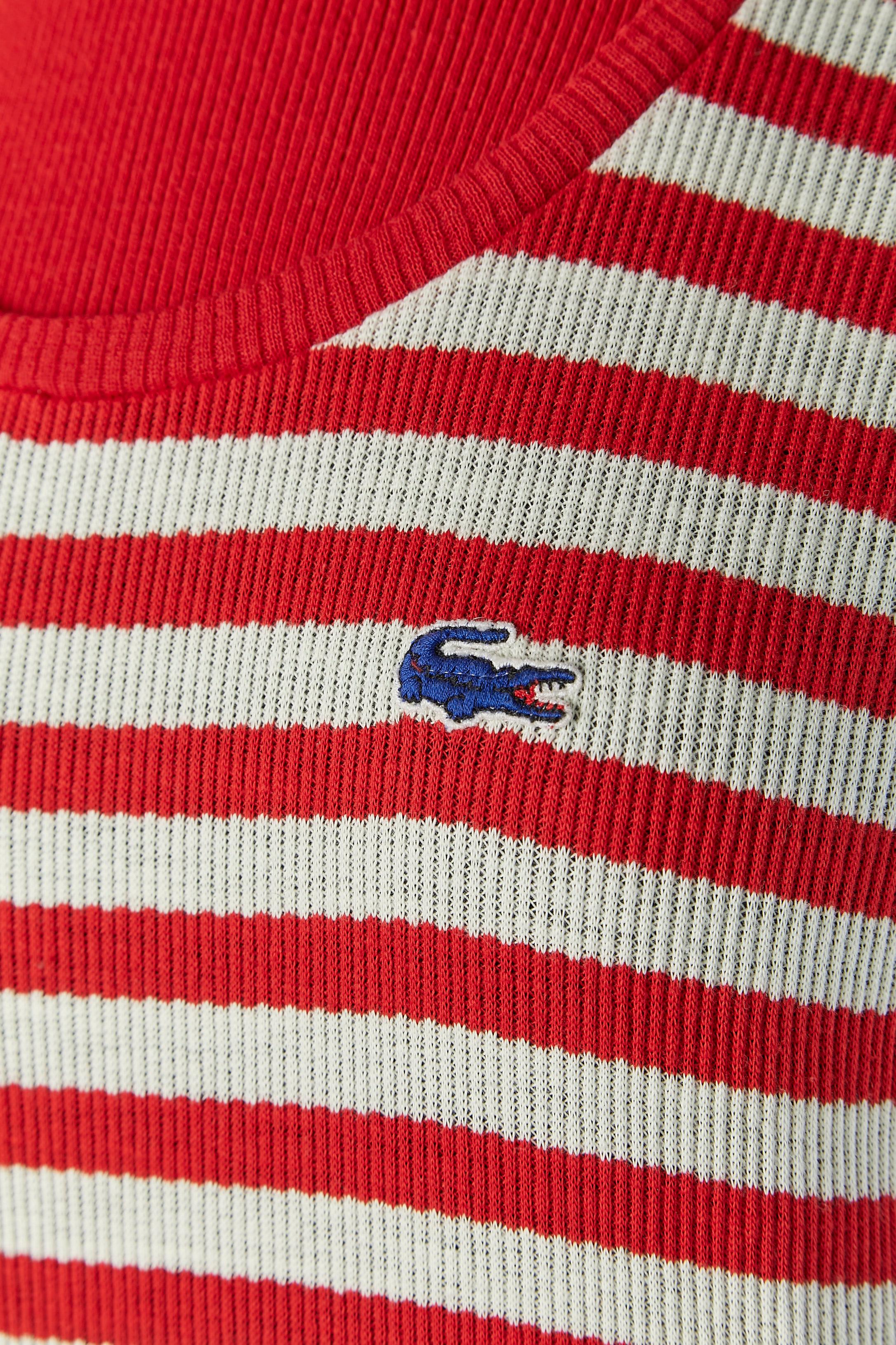 Rosso Maglione a righe bianche e rosse LACOSTE in vendita