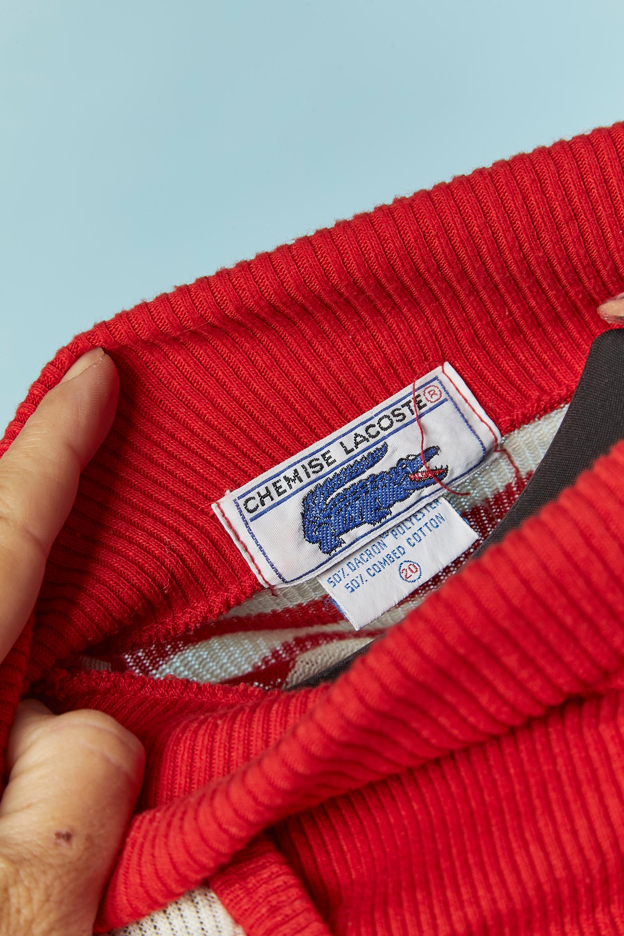 Maglione a righe bianche e rosse LACOSTE in vendita 1