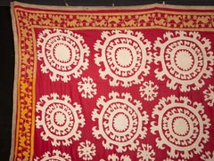 Red and White Suzani from Samarkand, Uzbekistan, Central Asia, 1970s