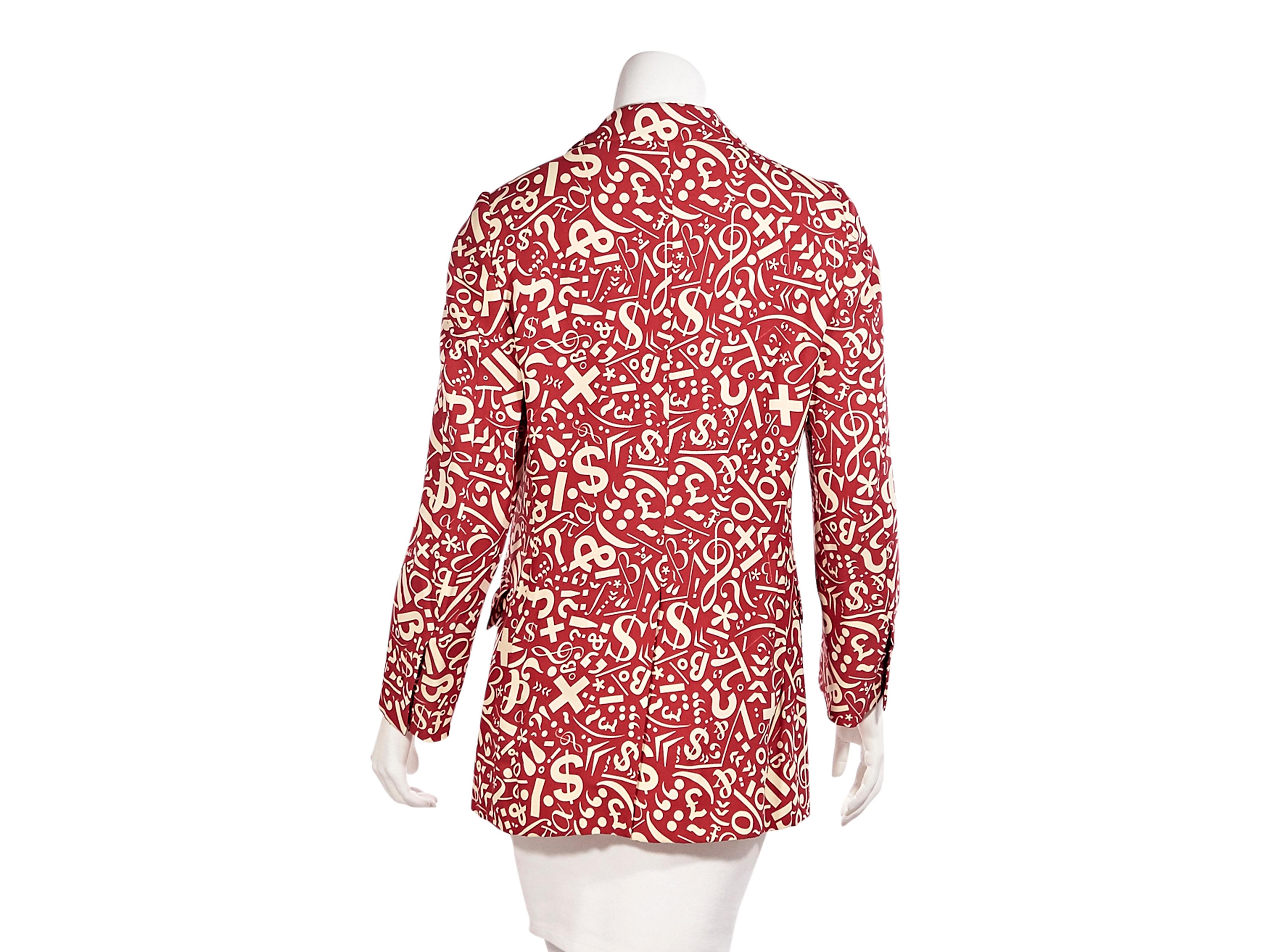 Cheap And Chic By Moschino Red And White Silk Printed Blazer In Good Condition In New York, NY
