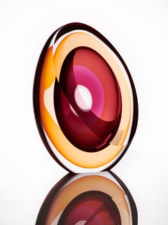 Red and Yellow Contemporary Glass Centerpiece, Tim Rawlinson
