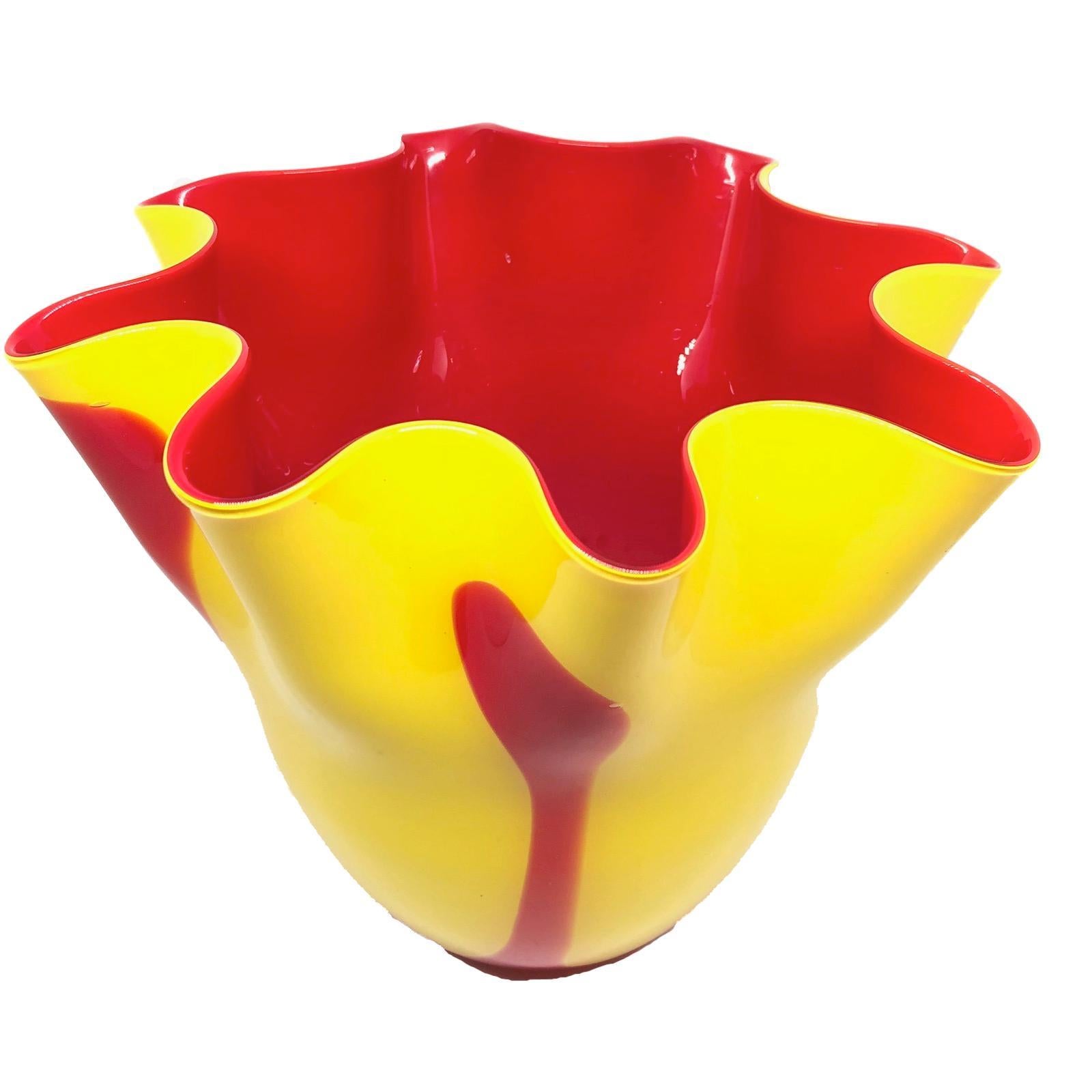 murano glass vase yellow