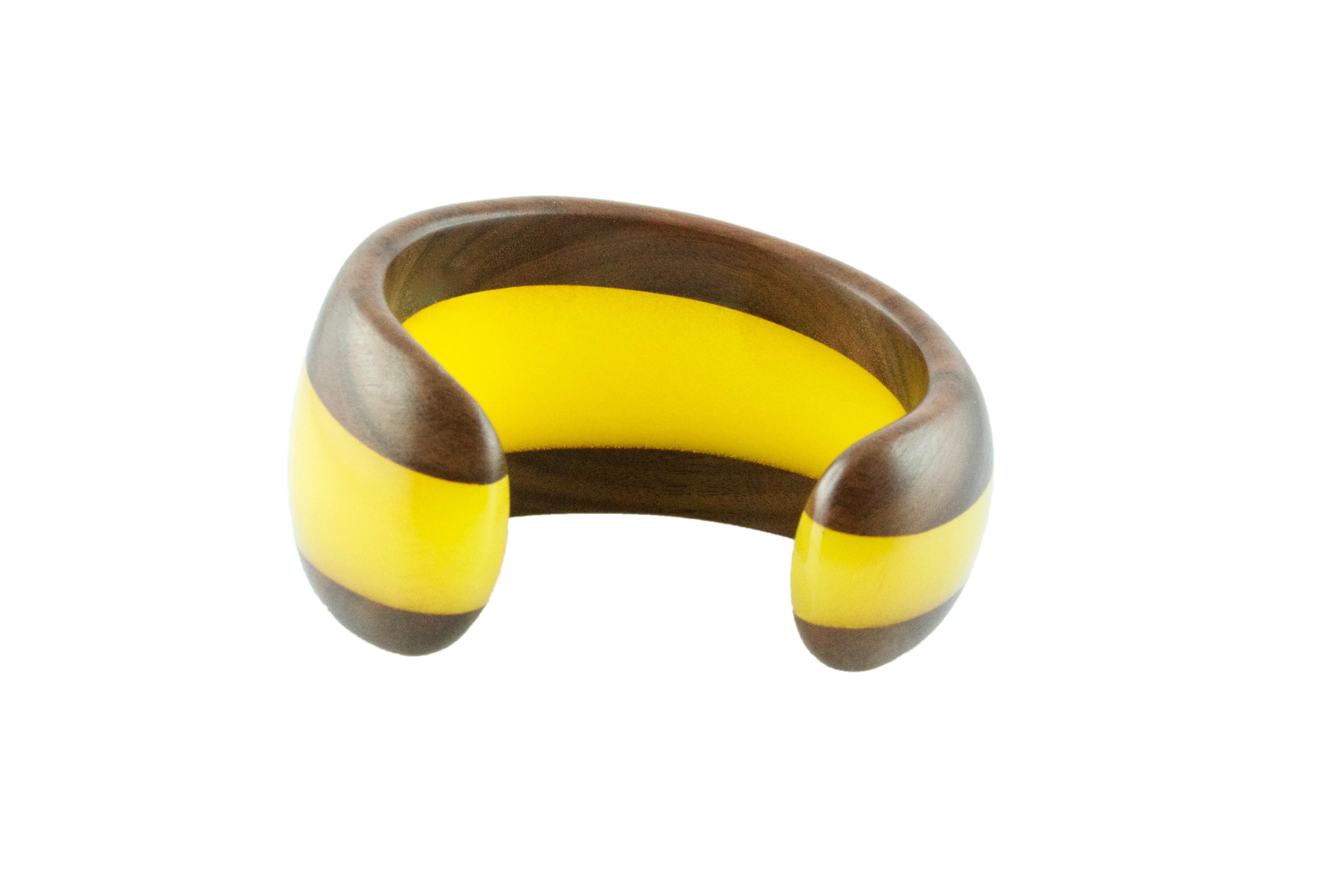 Women's Red and Yellow Methacrylate Wood Cuff Bracelet