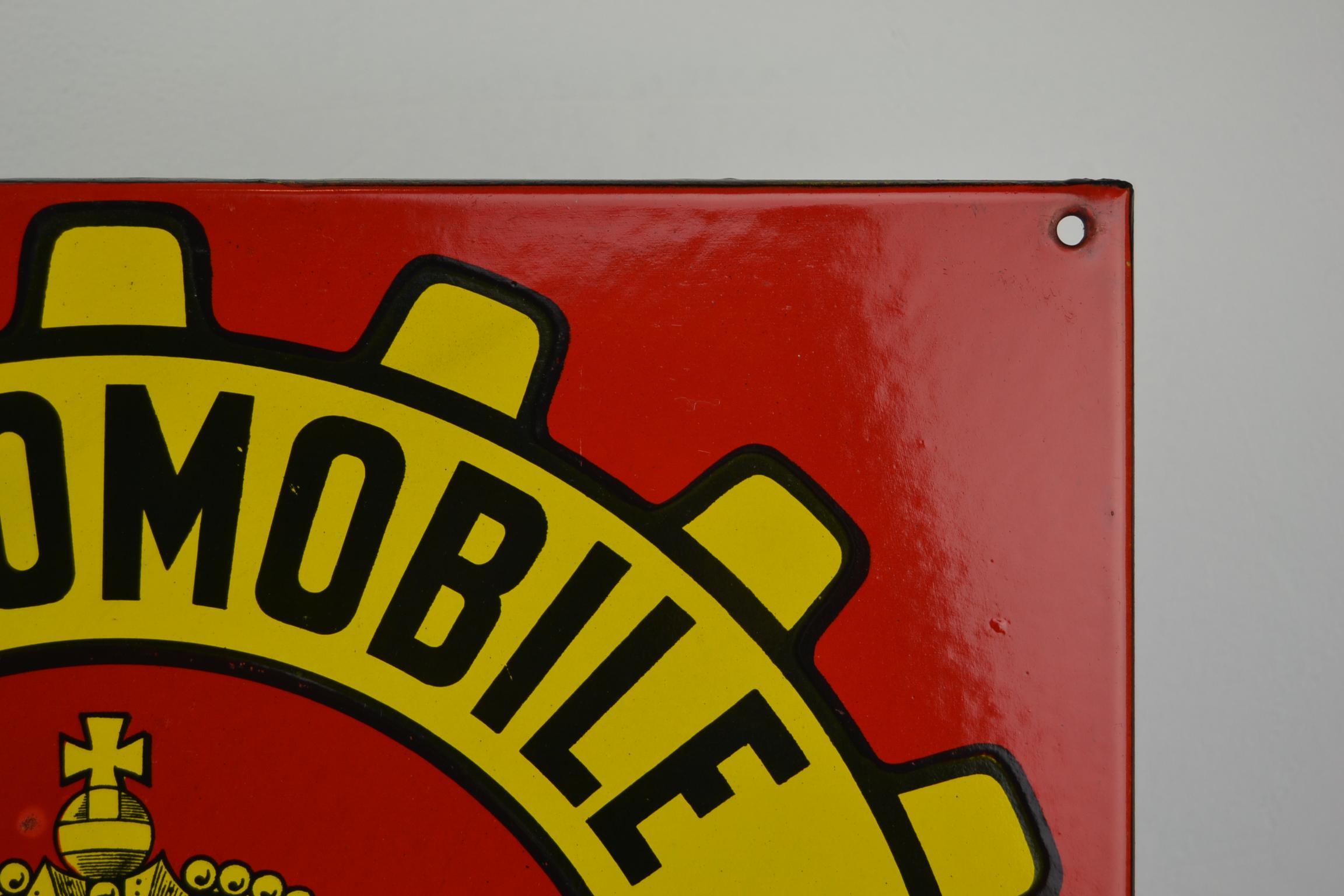 Enameled Red and Yellow Porcelain Royal Automobile Club Sign, Belgium, Mid-20th Century