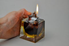 Red and yellow Sommerso lighter by Seguso, Murano glass, Italy, 1970