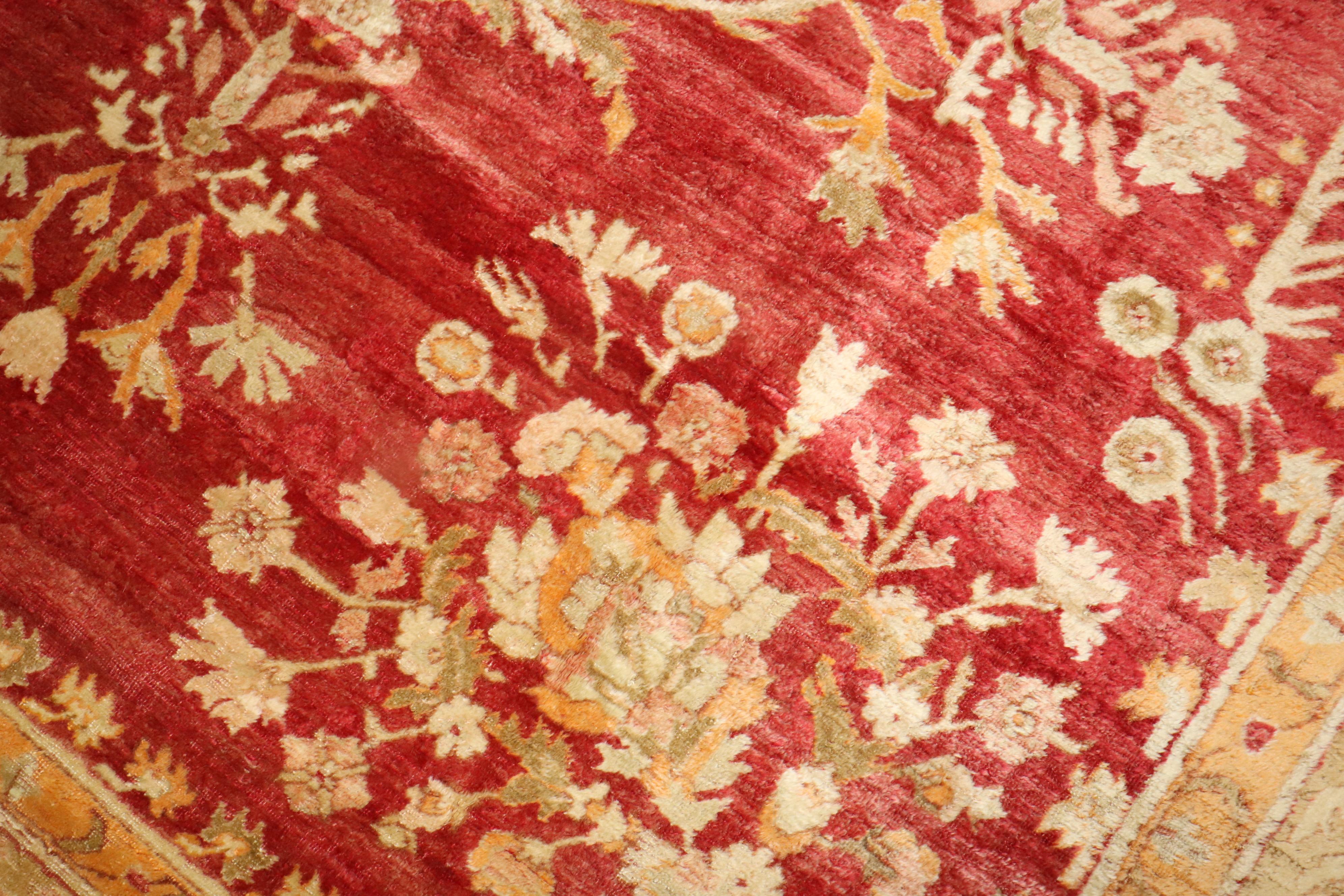 Red Angora Antique Oushak Rug For Sale 5