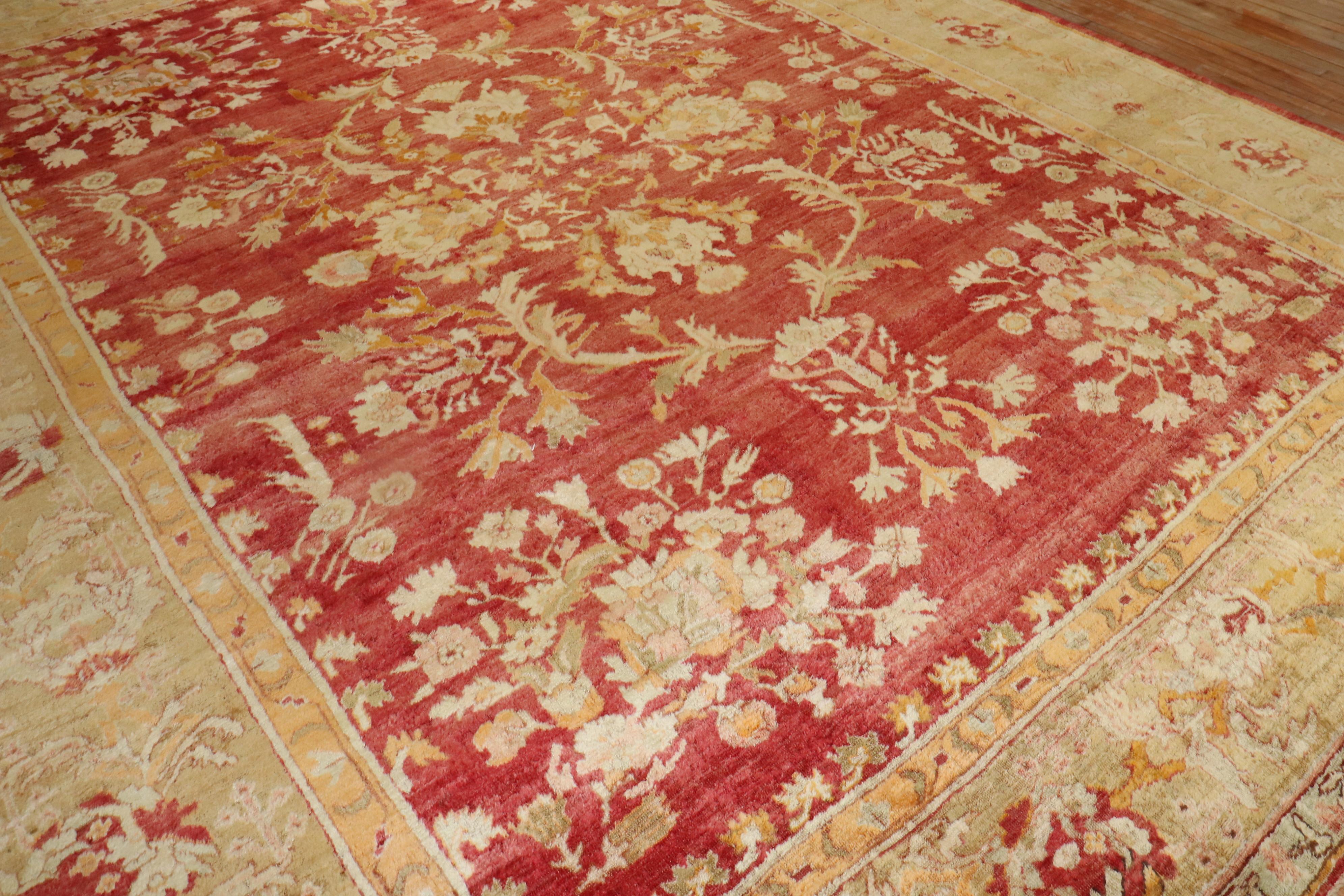 20th Century Red Angora Antique Oushak Rug For Sale