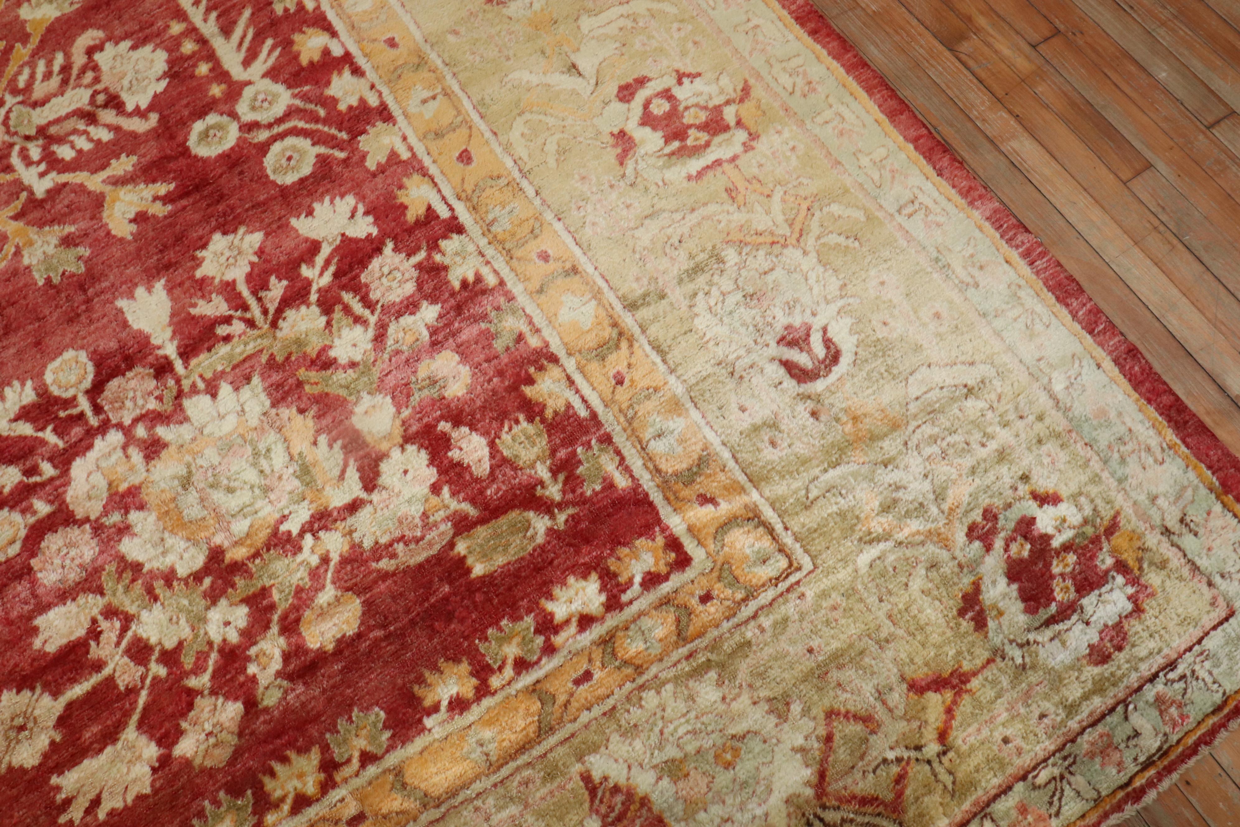 Wool Red Angora Antique Oushak Rug For Sale