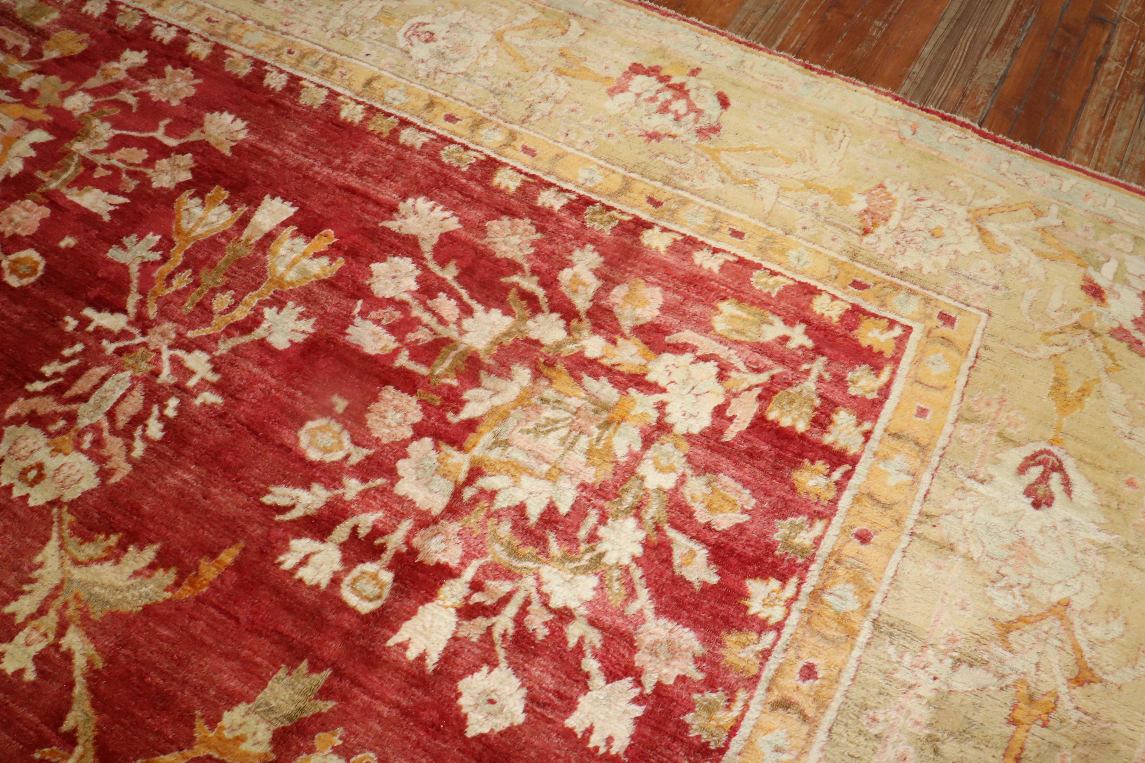 Red Angora Antique Oushak Rug For Sale 1