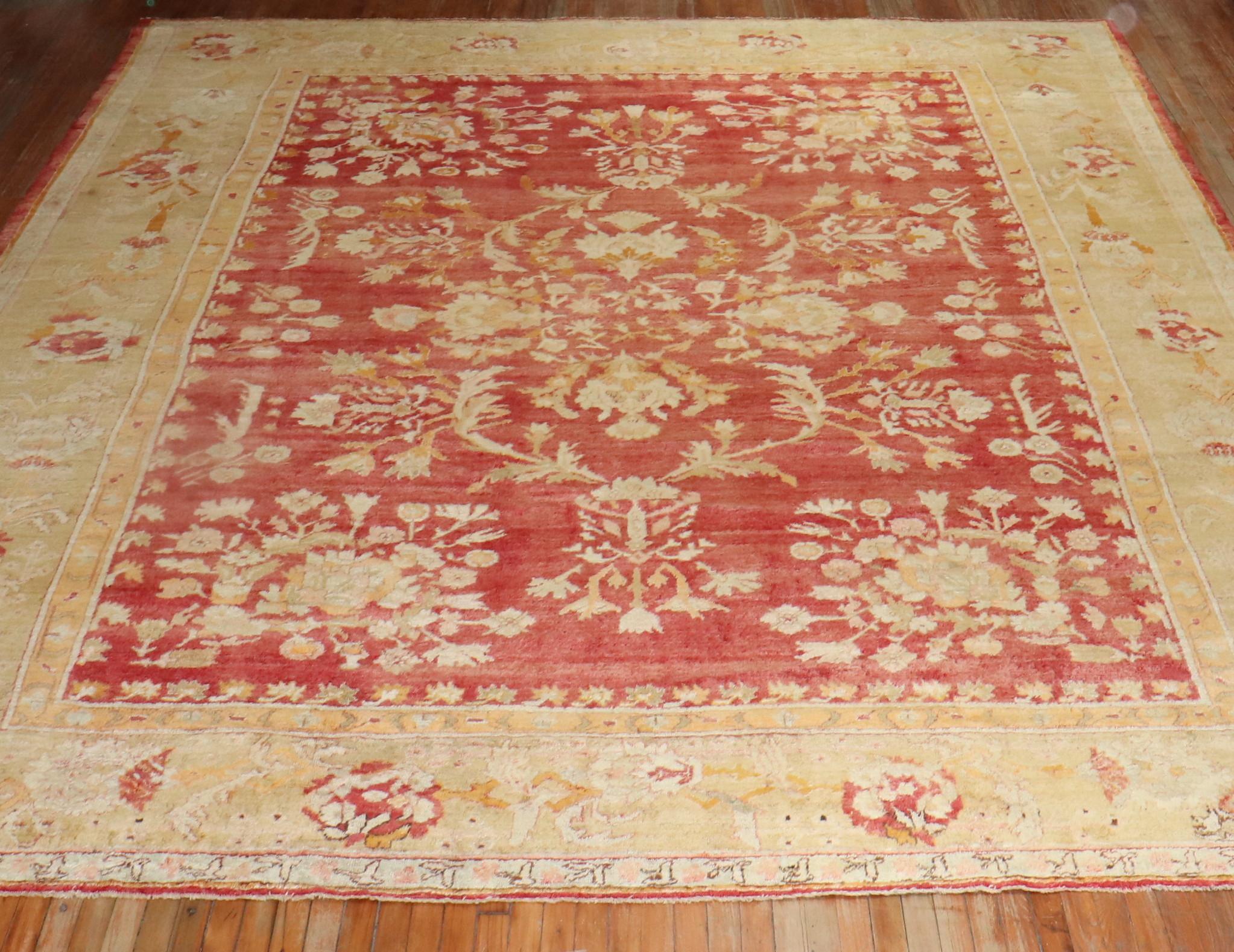 Red Angora Antique Oushak Rug For Sale 3