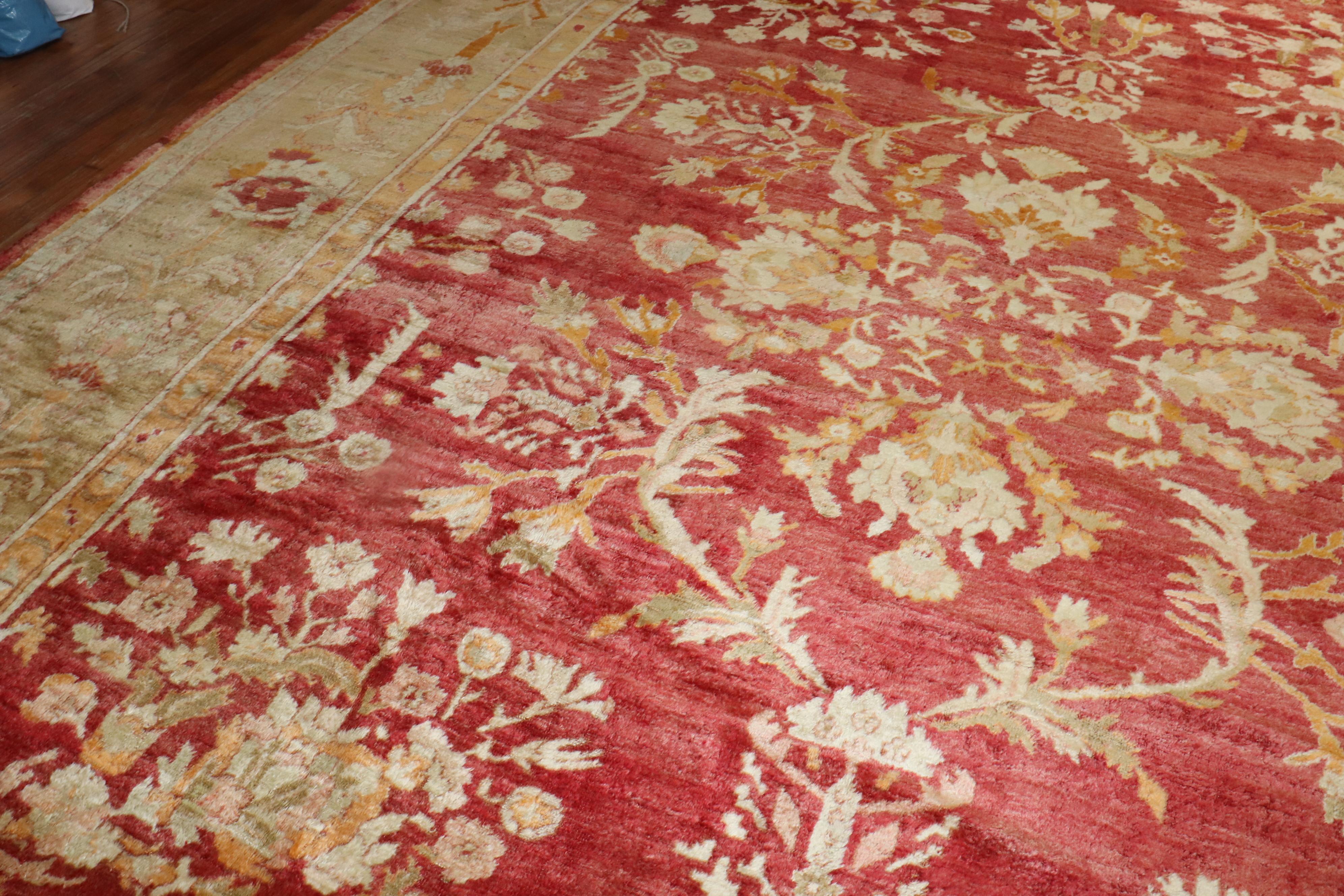 Red Angora Antique Oushak Rug For Sale 4