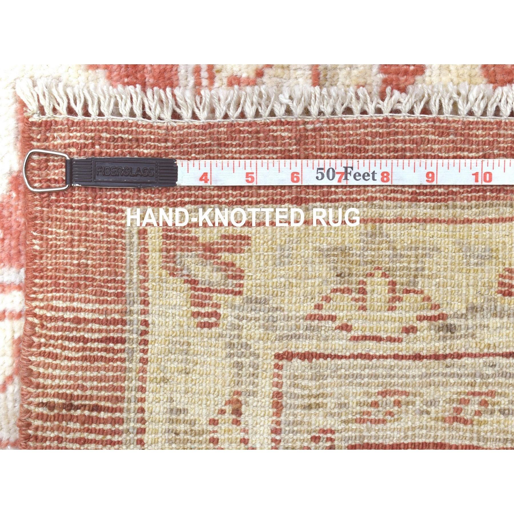 Tapis oriental surdimensionné Oushak en laine douce rouge nouée à la main 11'9
