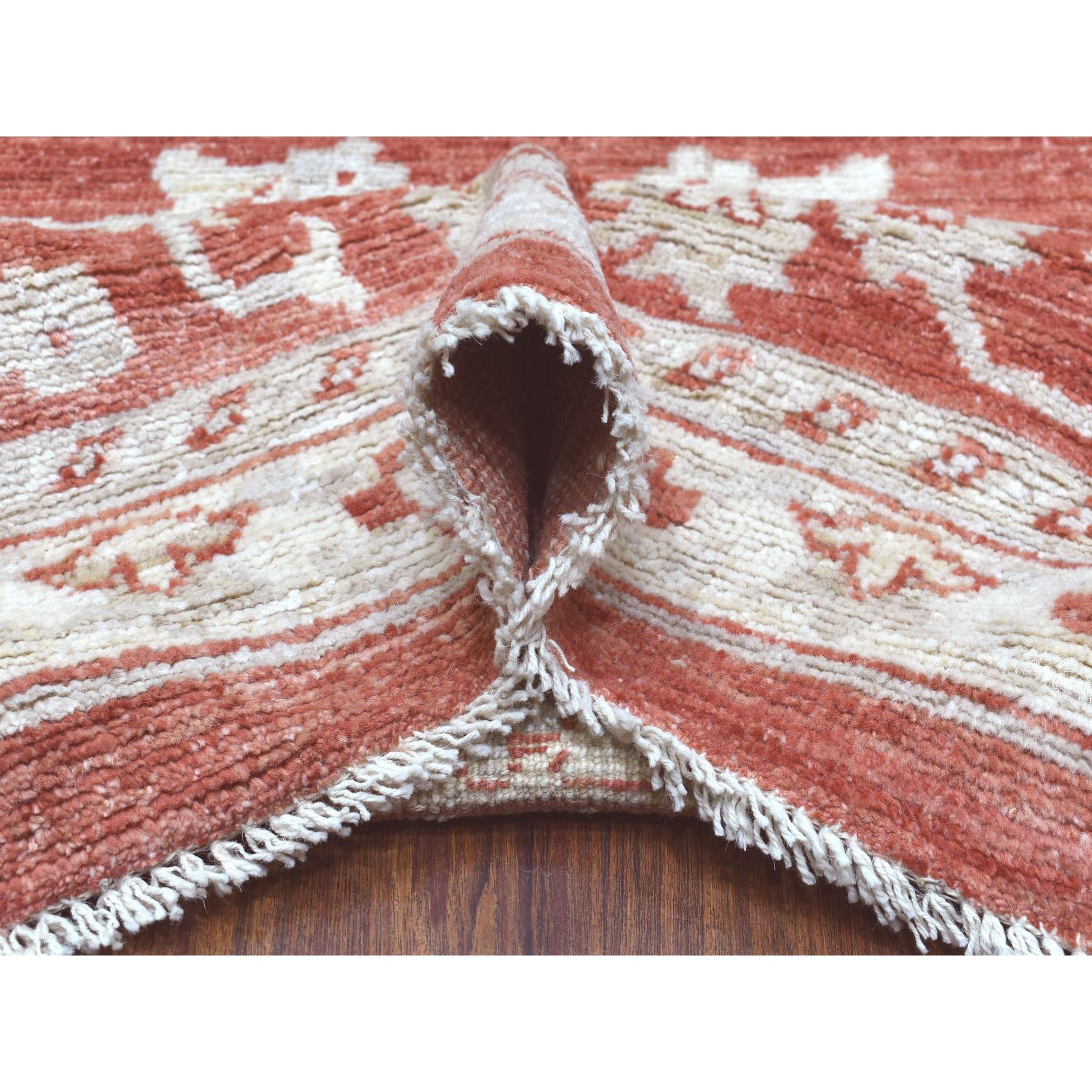 XXIe siècle et contemporain Tapis oriental surdimensionné Oushak en laine douce rouge nouée à la main 11'9