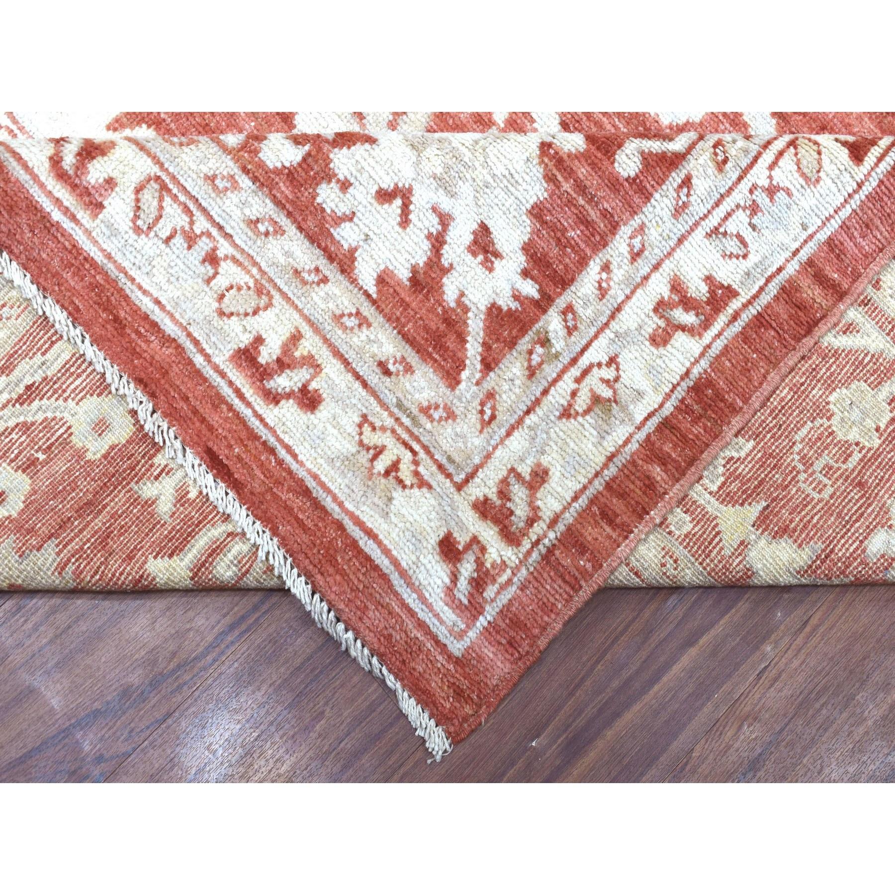 Laine Tapis oriental surdimensionné Oushak en laine douce rouge nouée à la main 11'9