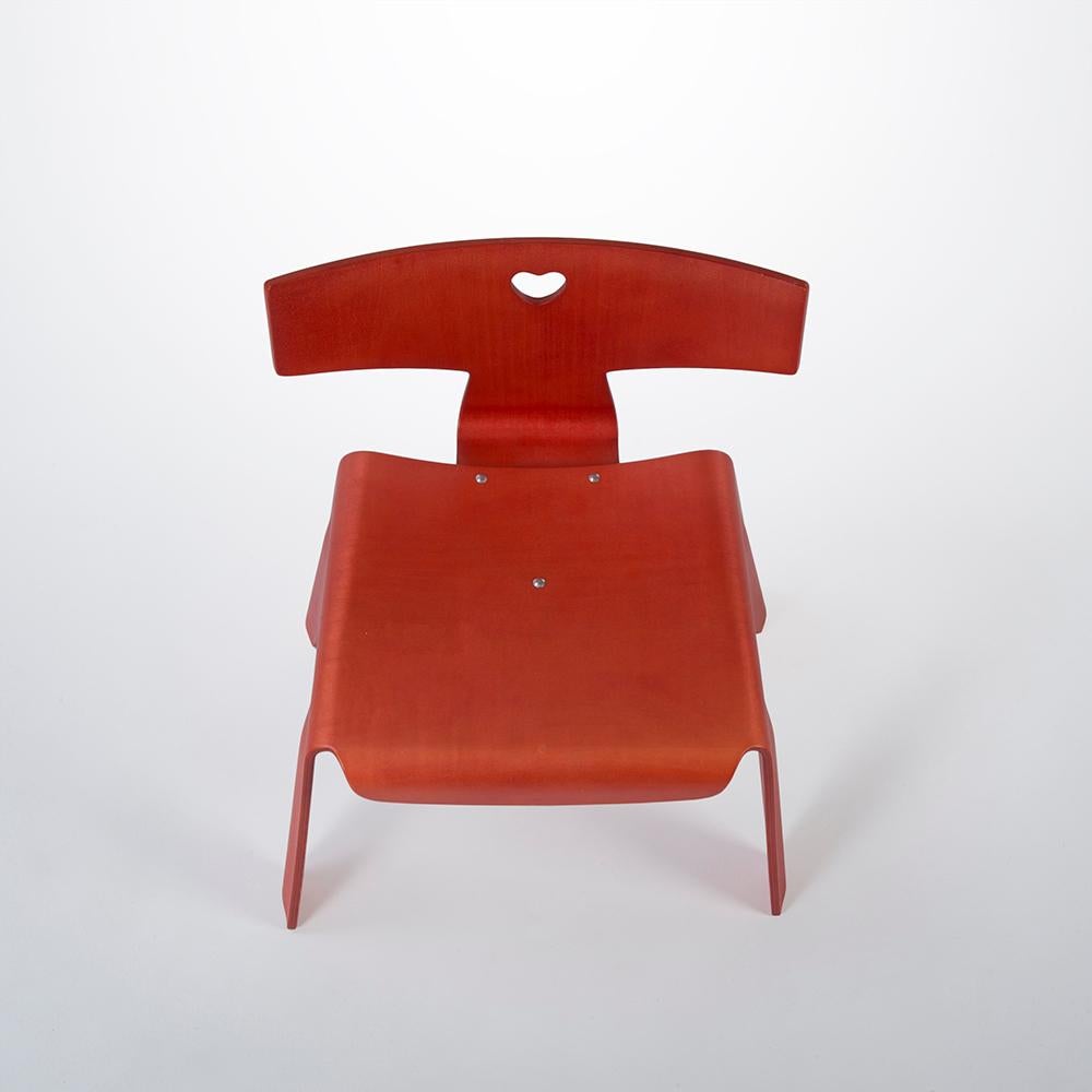 A limited edition piece, this is one of the few kids plywood 'Nested Chairs' designed by Eames and reintroduced by Vitra in 2004. One of the first Eames designs, the 'Nested Chair' was not a major commercial success, but the cuteness of the design
