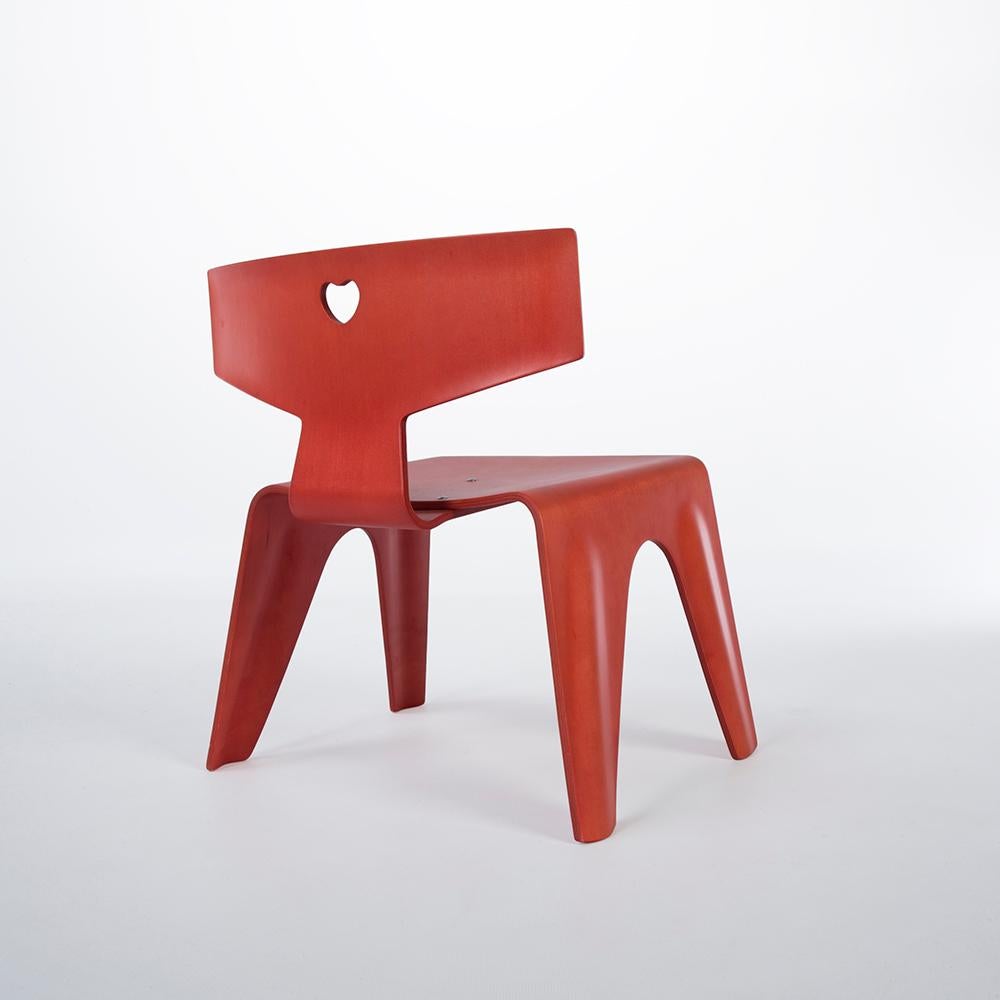 Swiss Red Aniline Vitra Eames Kids Plywood ‘Nested Chair’