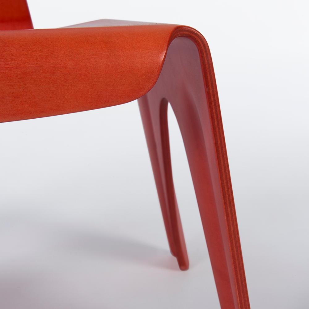 Molded Red Aniline Vitra Eames Kids Plywood ‘Nested Chair’