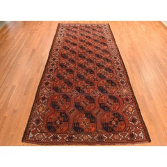 Red Antique Afghan Ersari Elephant Feet Design Hand Knotted Wool Rug