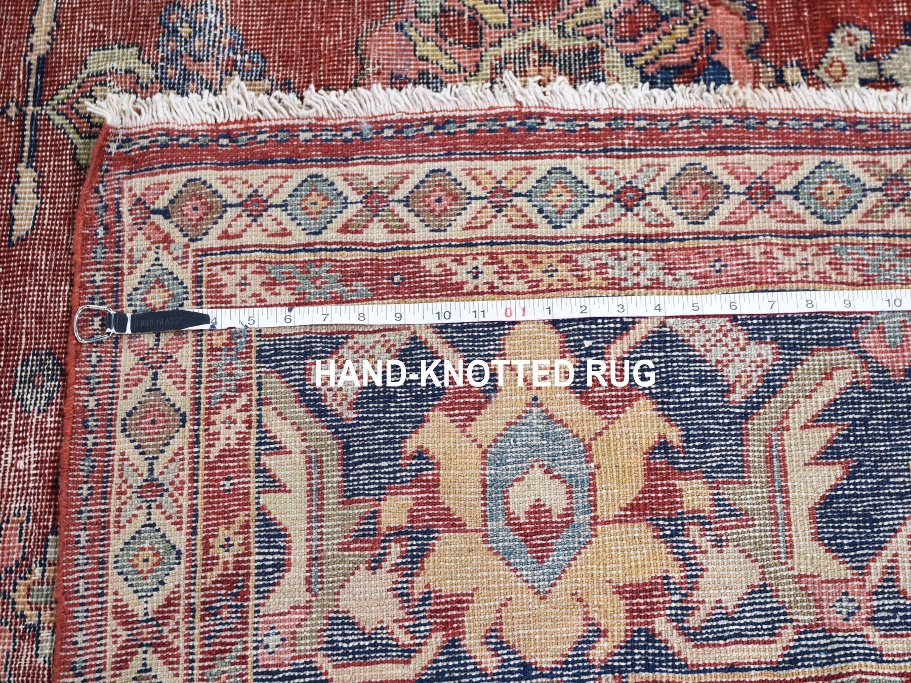 Red Antique and Worn Persian Mahal Hand Knotted Oriental Rug 5