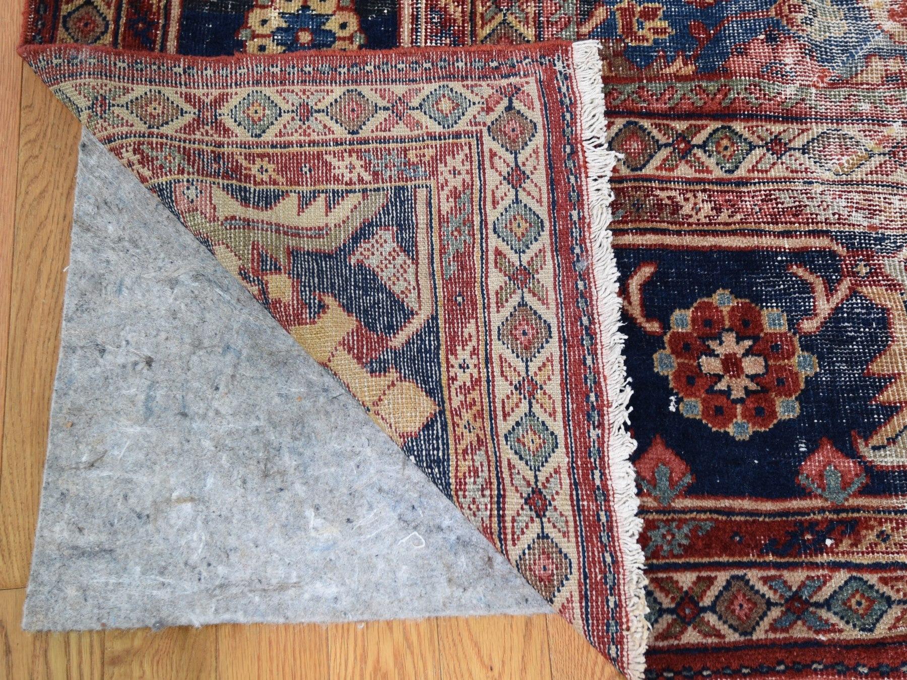 Red Antique and Worn Persian Mahal Hand Knotted Oriental Rug In Good Condition In Carlstadt, NJ