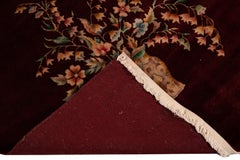 Red Antique Art Deco Room Size Chinese Wool Rug