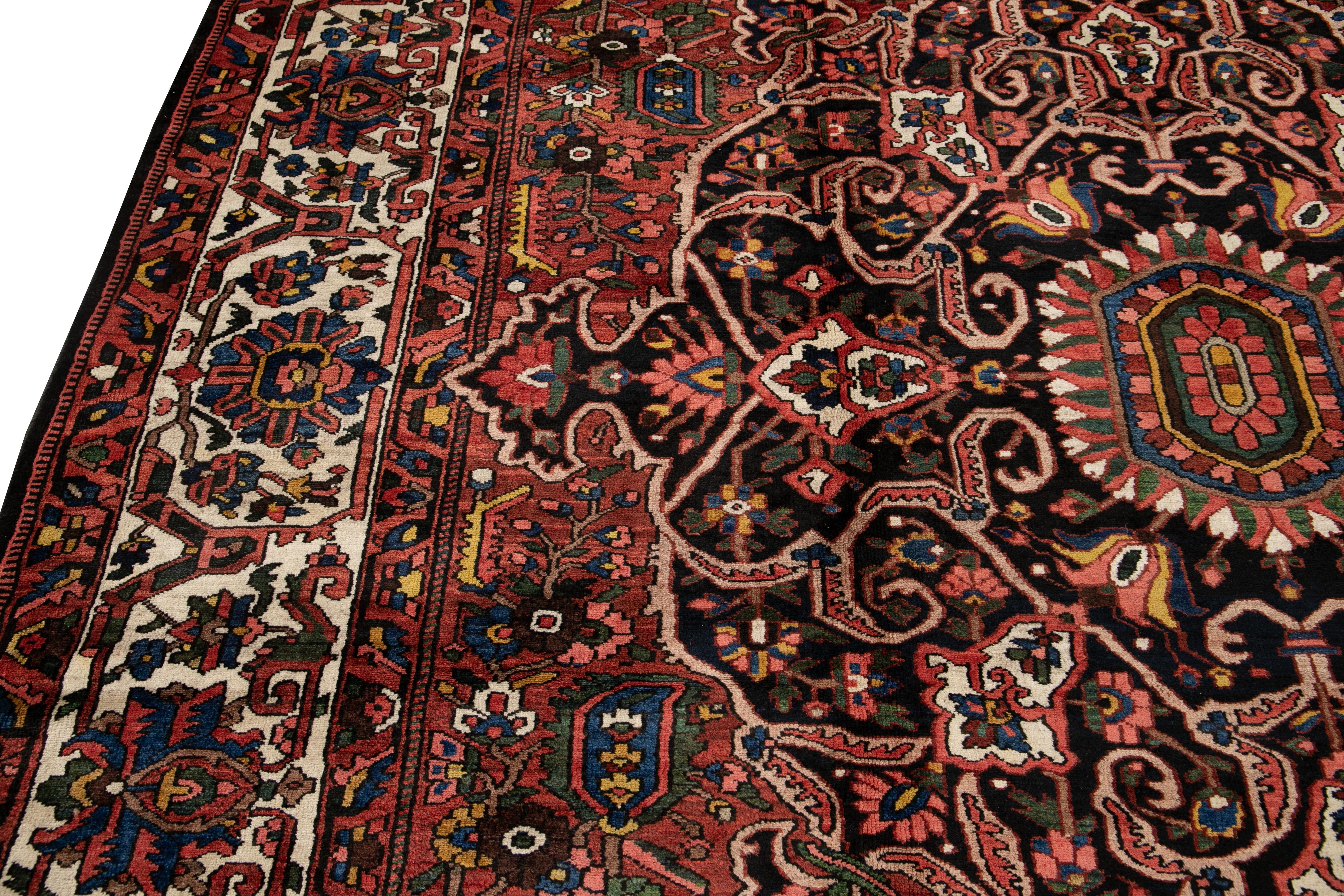 Red Antique Bakhtiari Handmade Oversize Wool Rug For Sale 3