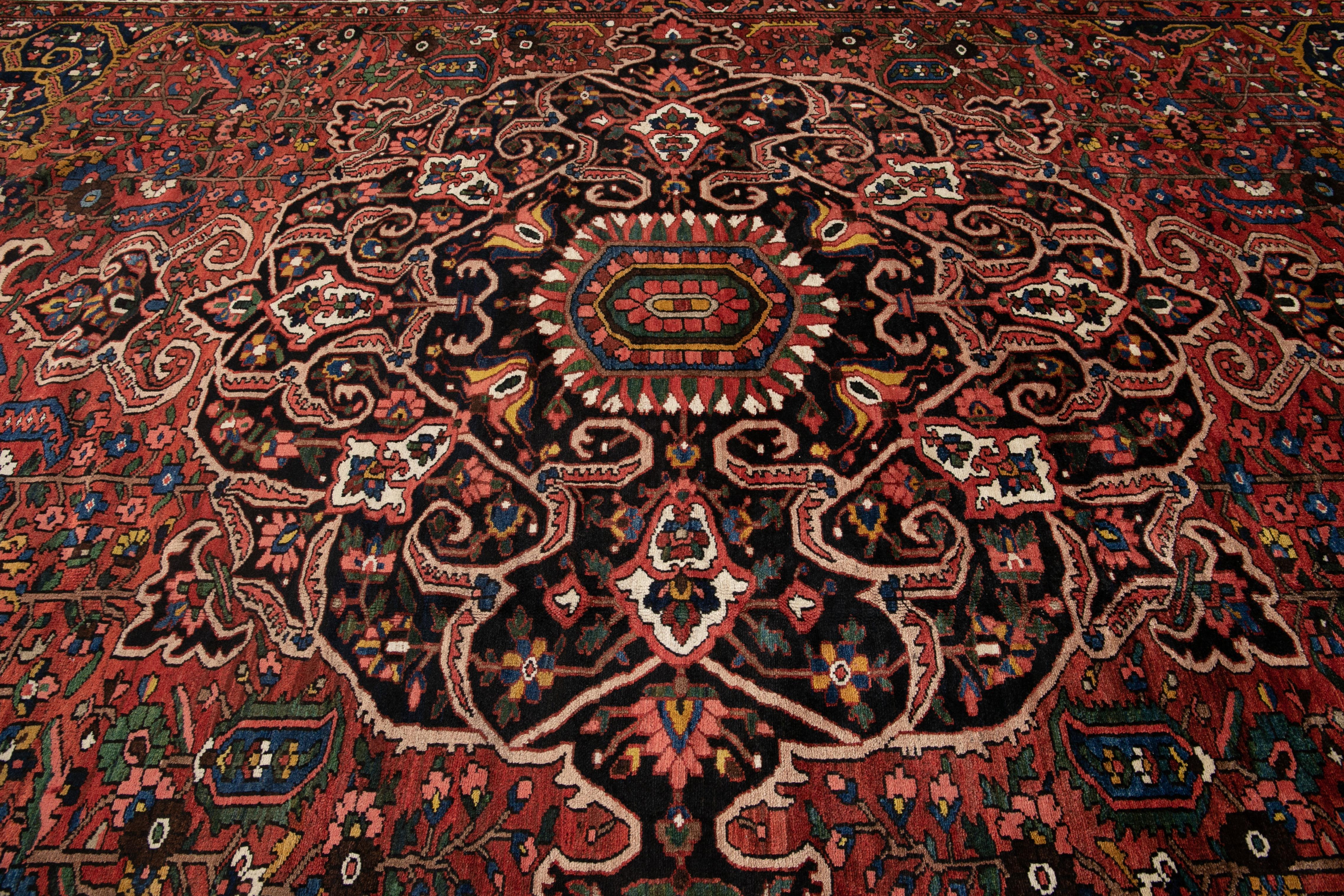 Red Antique Bakhtiari Handmade Oversize Wool Rug For Sale 1