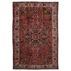 Tapis en laine rouge antique Bakhtiari surdimensionné fait à la main