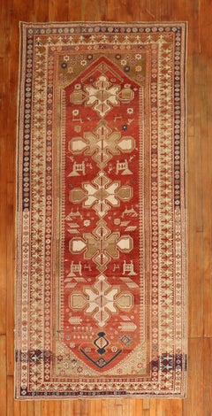 Zabihi Collection Red Antique Caucasian Shirvan Rug