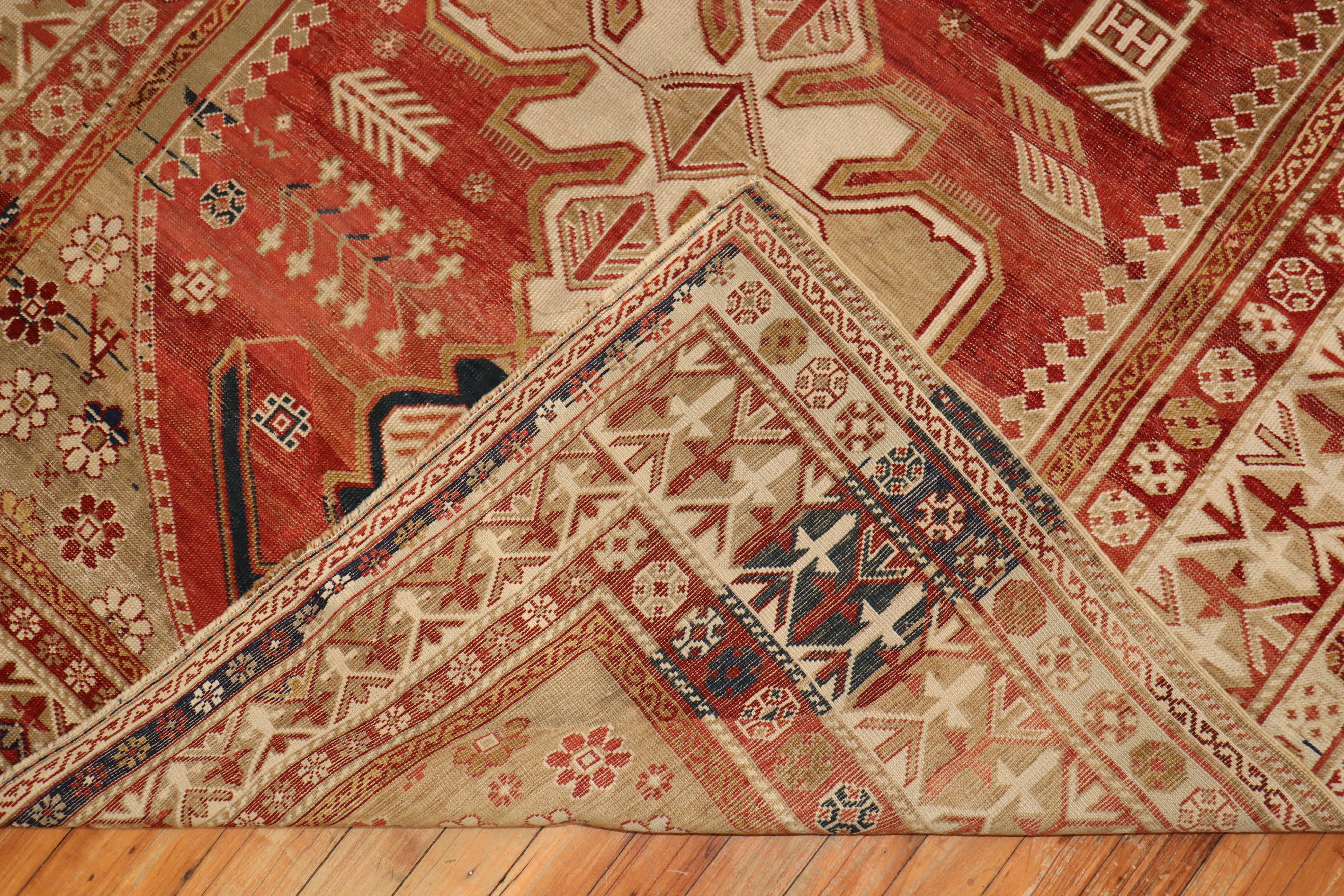 Hand-Woven Red Antique Caucasian Shirvan Rug For Sale