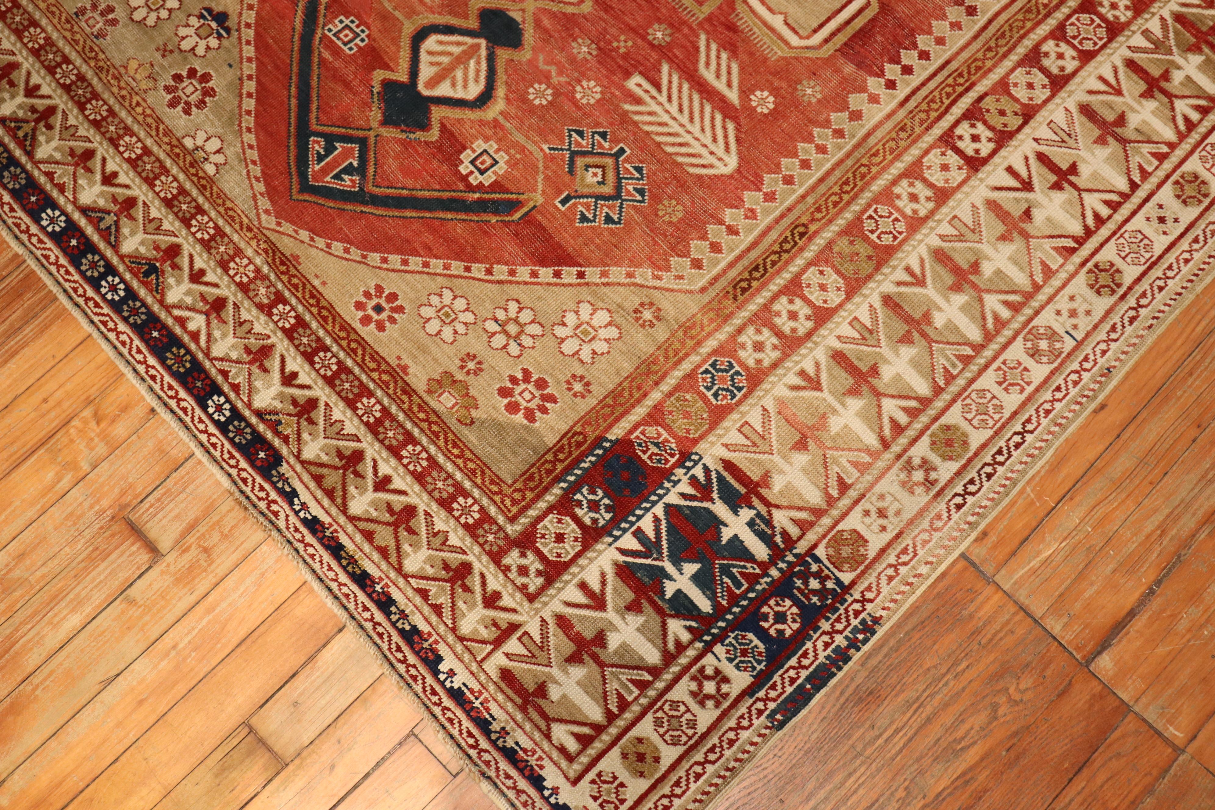 Red Antique Caucasian Shirvan Rug In Good Condition For Sale In New York, NY