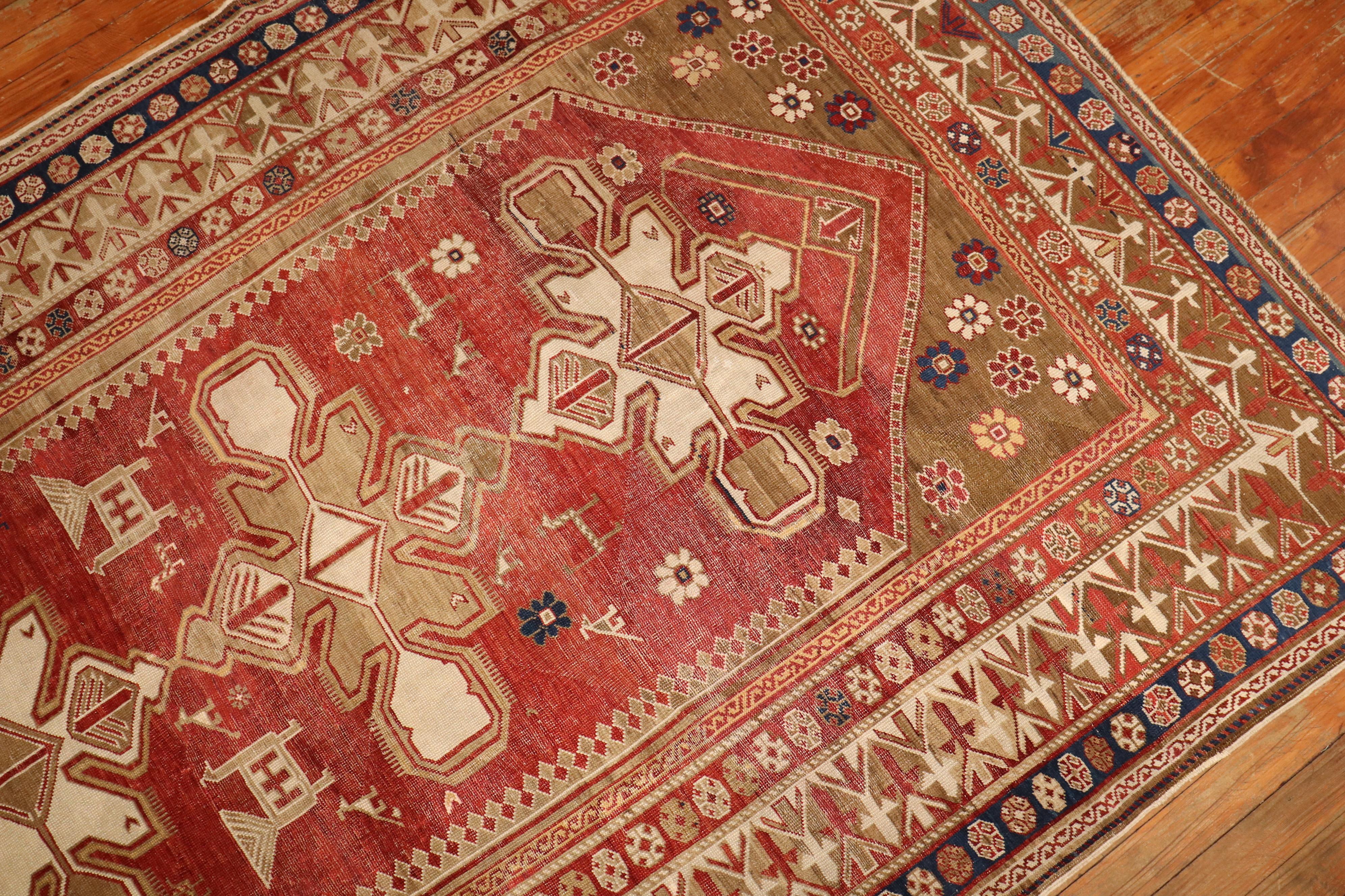 Wool Red Antique Caucasian Shirvan Rug For Sale