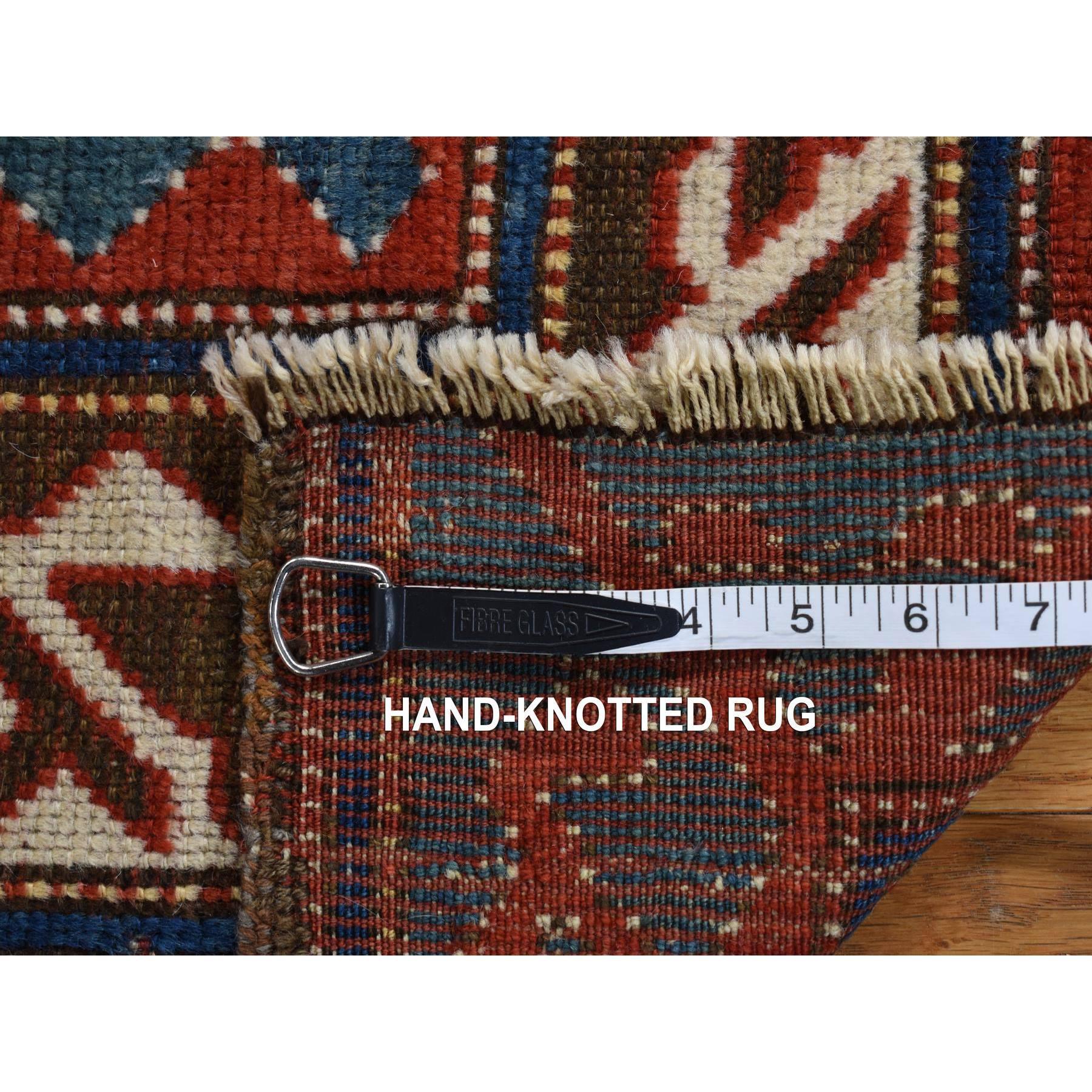Red Antique Caucasian Swan Kazak No Repairs Wool Hand knotted Rug 6'10