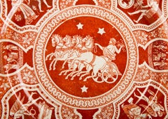 Rotes antikes griechisches Geschirr Acht in einem neoklassischen Muster auf Lager