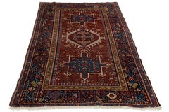 Red Antique Karajah Area Rug - Hand-Knotted Persian Wool Geometric Design  5x6