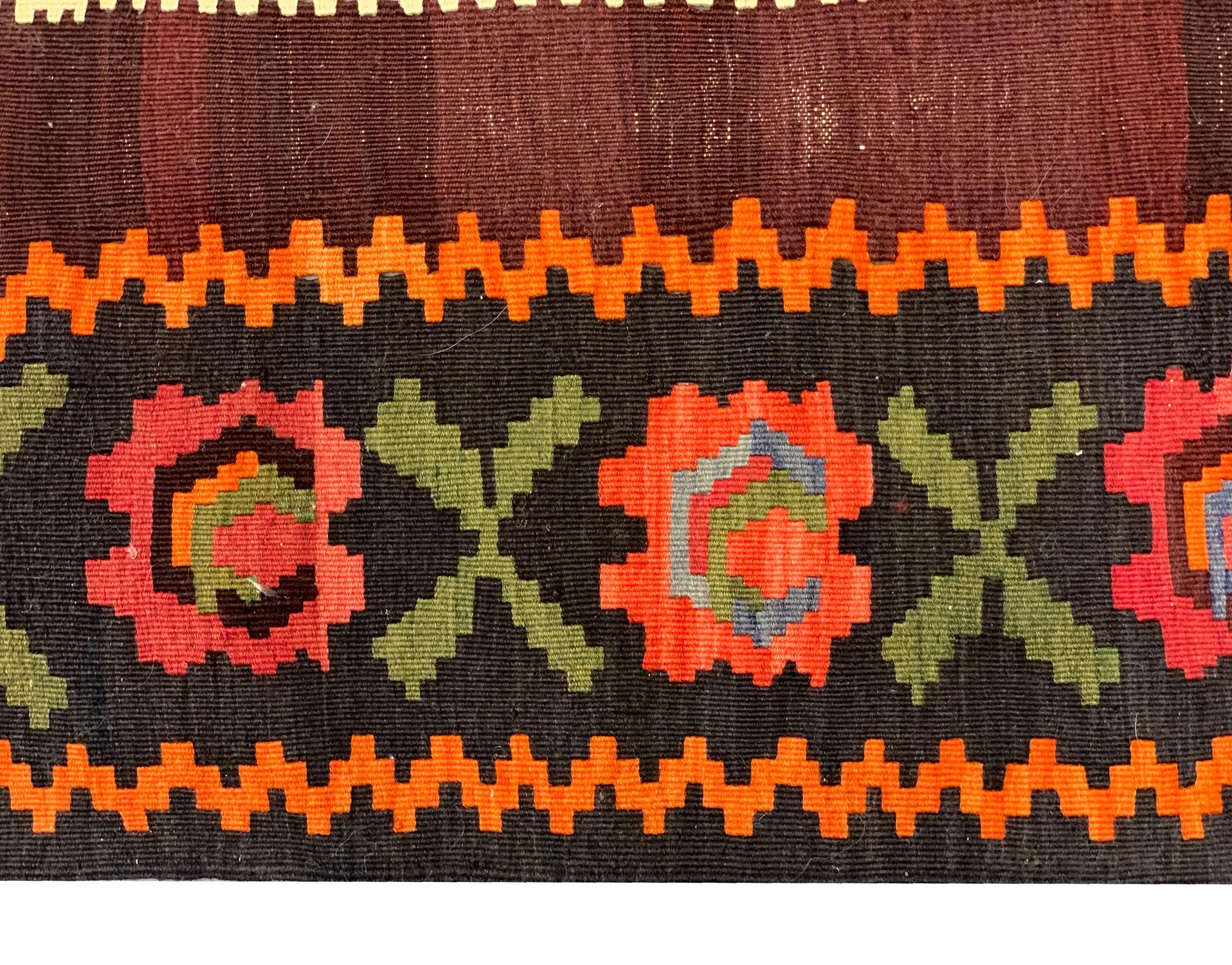 Red Antique Kilim Rug Caucasian Karabagh Flatweave Wool Rug In Excellent Condition For Sale In Wembley, GB