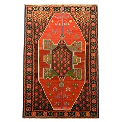 Tapis Kilim caucasien Karabagh rouge à tissage plat