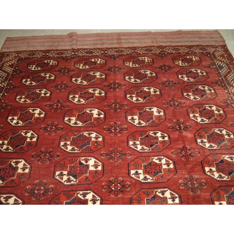 Roter antiker Kizyl Ayak Ersari Turkmenischer Hauptteppich 345 x 238cm (19. Jahrhundert) im Angebot